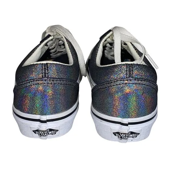 Vans Iridescent Silver Metallic Old Skool Skater Shoes Sneakers M 4 W 5.5