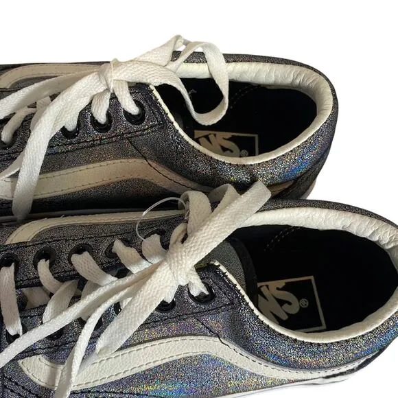 Vans Iridescent Silver Metallic Old Skool Skater Shoes Sneakers M 4 W 5.5