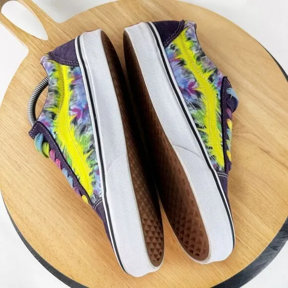 Vans Mysteriosa Neon Tie Dye Old School Sneakers Purple Multi 8 Men 9.5 Women