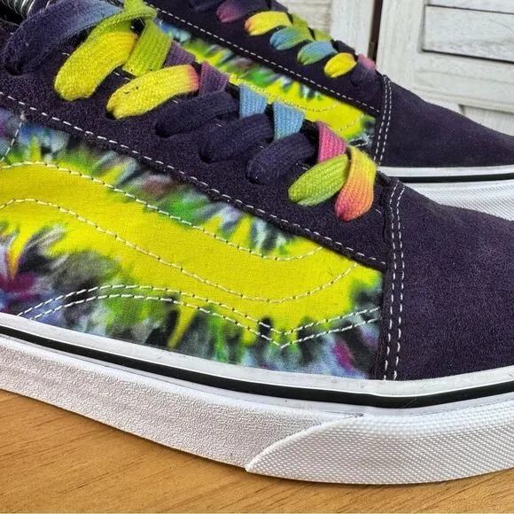 Vans Mysteriosa Neon Tie Dye Old School Sneakers Purple Multi 8 Men 9.5 Women