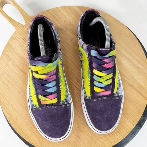 Vans Mysteriosa Neon Tie Dye Old School Sneakers Purple Multi 8 Men 9.5 Women