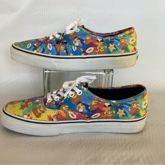 Vans Nintendo Super Mario Brothers Authentic Sneakers Skater Unisex Sz M-8 W-9.5