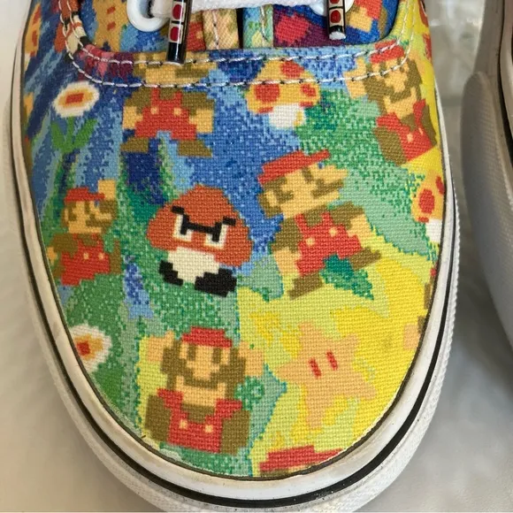 Vans Nintendo Super Mario Brothers Authentic Sneakers Skater Unisex Sz M-8 W-9.5