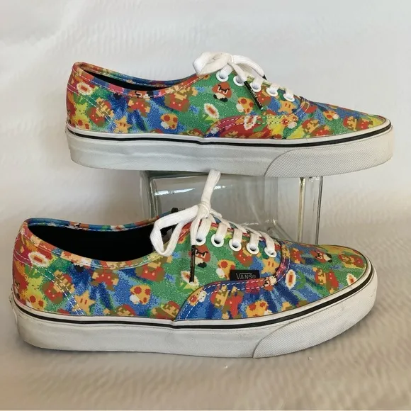 Vans Nintendo Super Mario Brothers Authentic Sneakers Skater Unisex Sz M-8 W-9.5