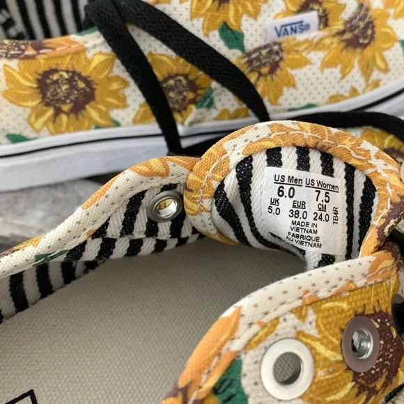 VANS Off The Wall Authentic Sunflower White Classic Sneakers Skater Shoes Laces