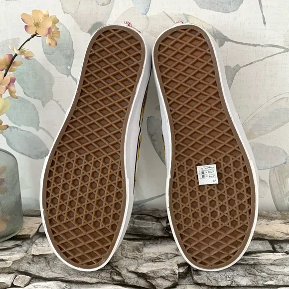 VANS Off The Wall Authentic Sunflower White Classic Sneakers Skater Shoes Laces