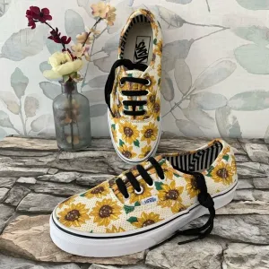 VANS Off The Wall Authentic Sunflower White Classic Sneakers Skater Shoes Laces