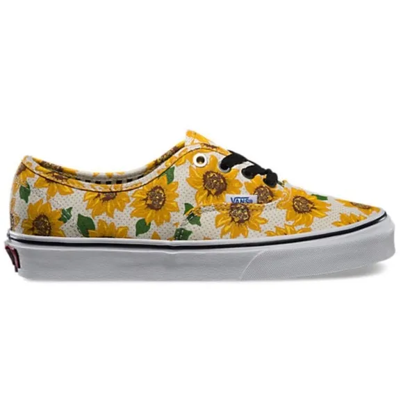 VANS Off The Wall Authentic Sunflower White Classic Sneakers Skater Shoes Laces