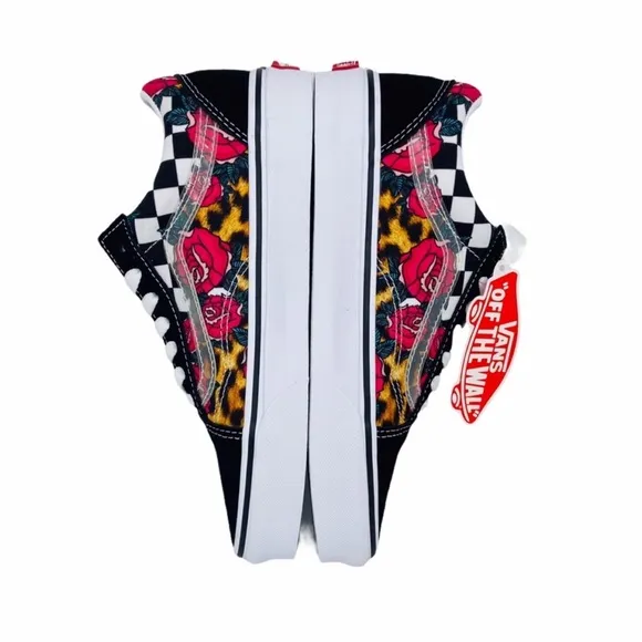 Vans Old Skool Rose Animal Checkerboard Skateboard Sneaker