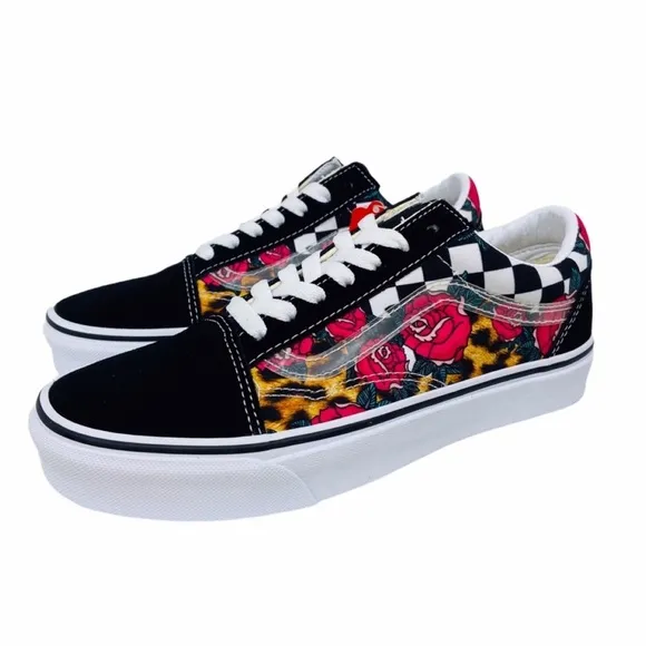 Vans Old Skool Rose Animal Checkerboard Skateboard Sneaker