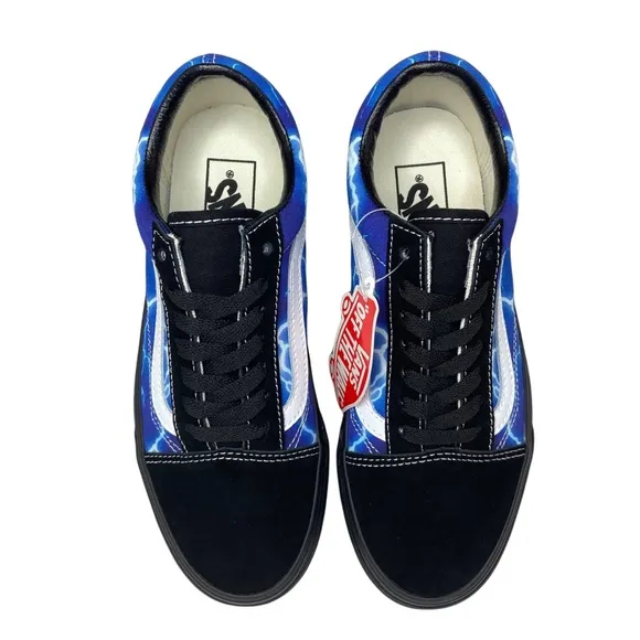 Vans Old Skool Skate Shoe Black Lightning Sneakers Blue