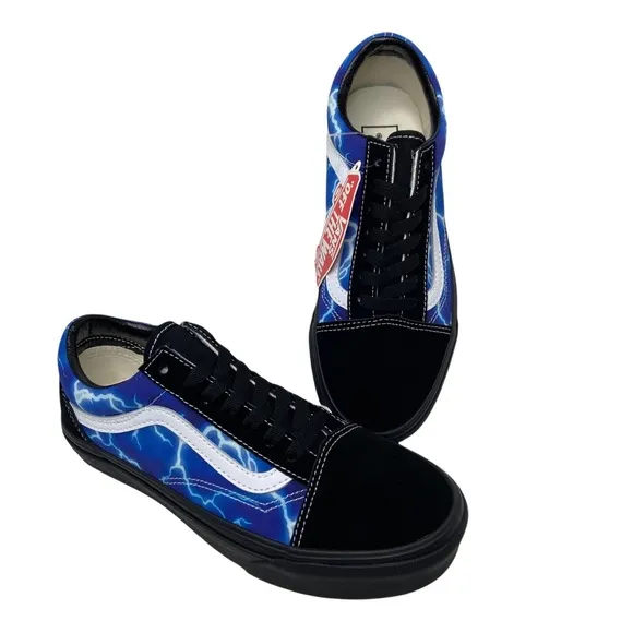 Vans Old Skool Skate Shoe Black Lightning Sneakers Blue