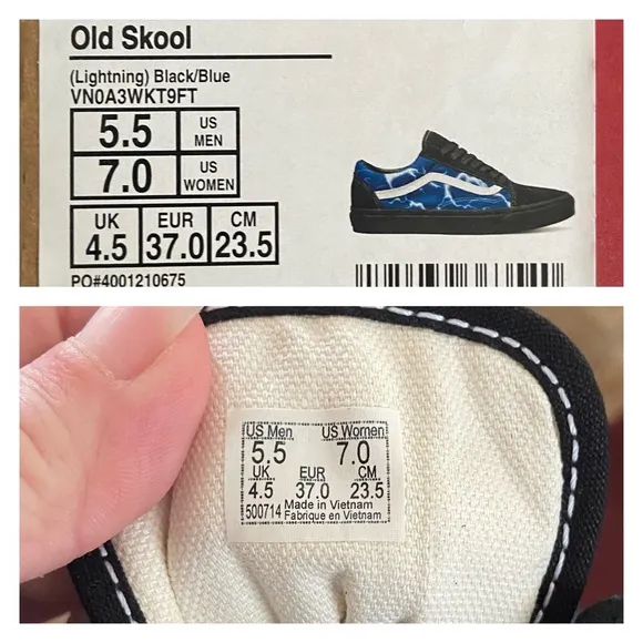 Vans Old Skool Skate Shoe Black Lightning Sneakers Blue