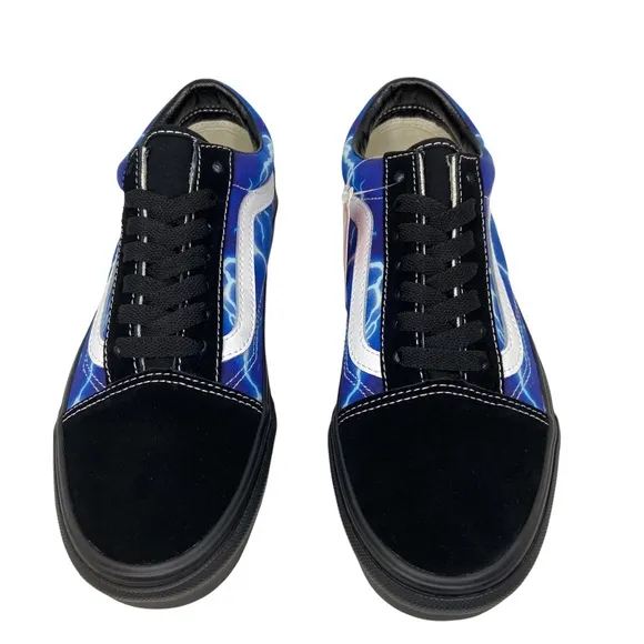 Vans Old Skool Skate Shoe Black Lightning Sneakers Blue