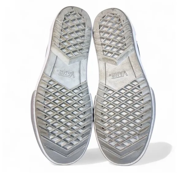 Vans Old Skool Stacked Shiny Black Silver White Platform Sneaker Shoe Mens 7.5