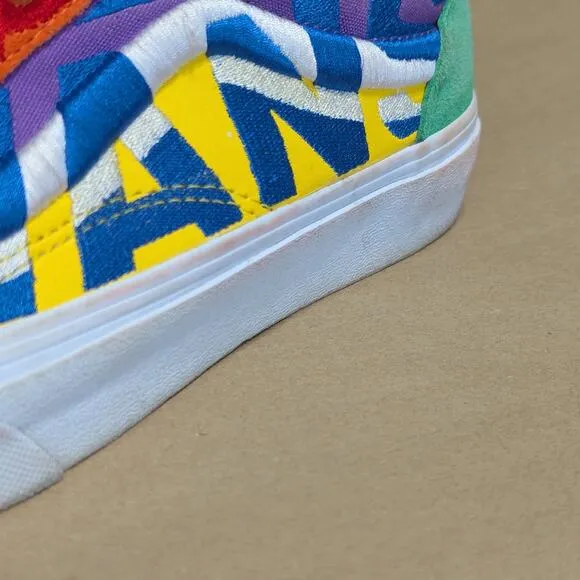 VANS Old Skool Statement Block Skate Shoes Sneakers Low Top Rainbow Womens 8.5.