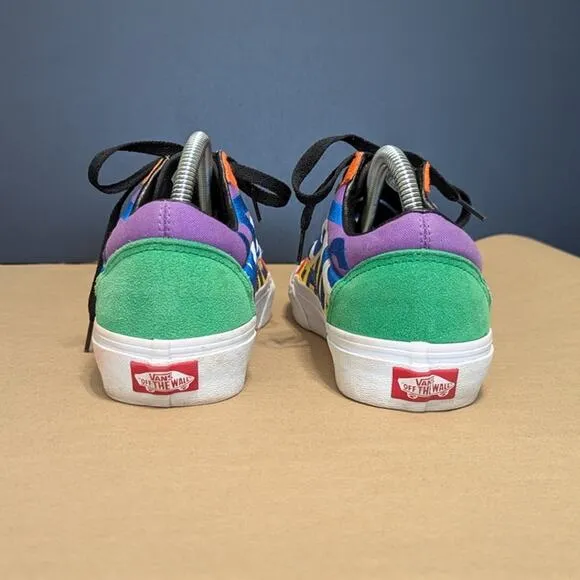 VANS Old Skool Statement Block Skate Shoes Sneakers Low Top Rainbow Womens 8.5.