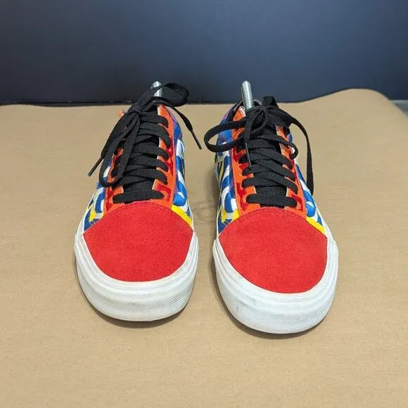 VANS Old Skool Statement Block Skate Shoes Sneakers Low Top Rainbow Womens 8.5.