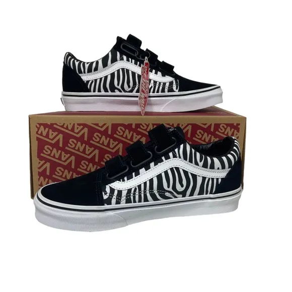 Vans Old Skool Velcro Zebra Print Sneakers Black