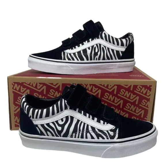 Vans Old Skool Velcro Zebra Print Sneakers Black