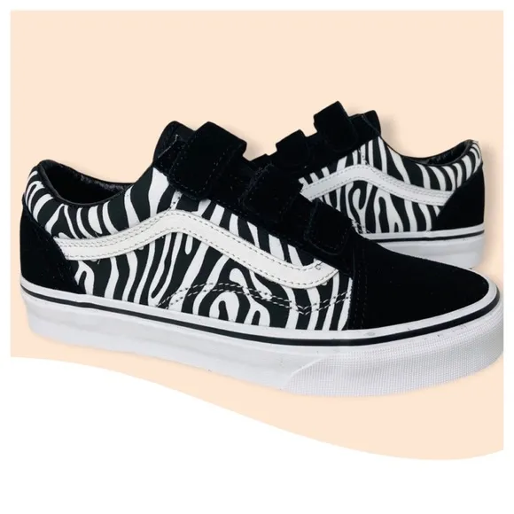 Vans Old Skool Velcro Zebra Print Sneakers Black