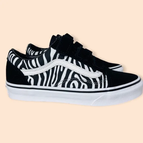 Vans Old Skool Velcro Zebra Print Sneakers Black