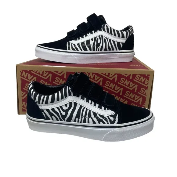 Vans Old Skool Velcro Zebra Print Sneakers Black
