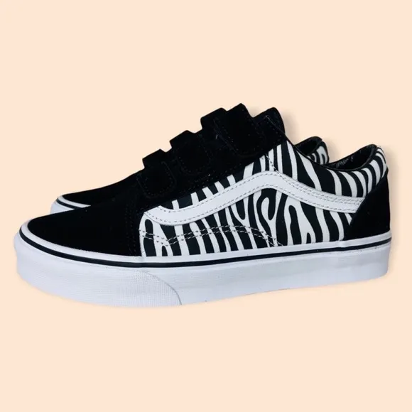 Vans Old Skool Velcro Zebra Print Sneakers Black