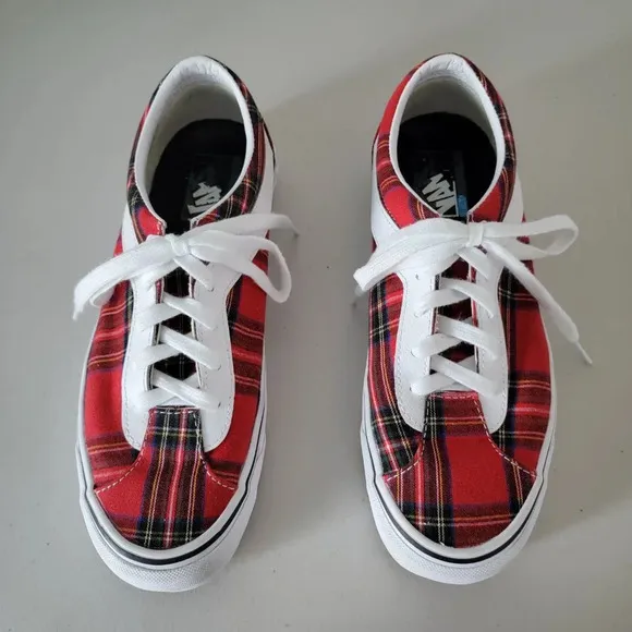Vans Plaid Bold Sneakers Red White Unisex 10 W / 8.5 M