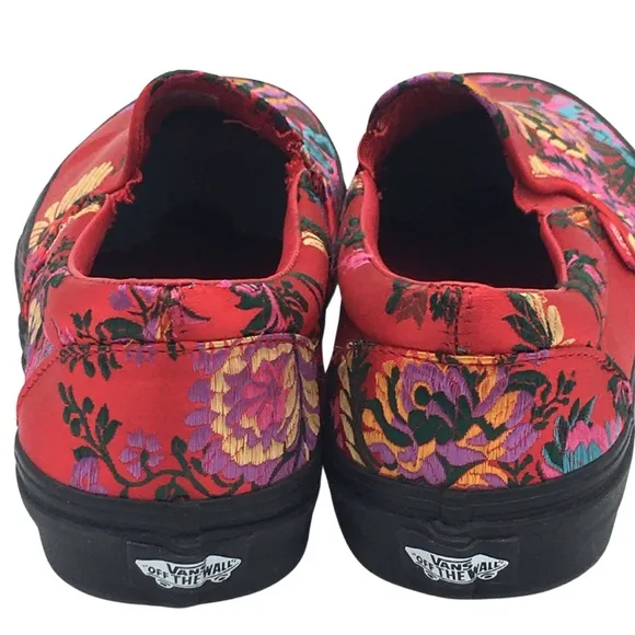 VANS Red Festival Satin Classic Slip On Low Top Waffle Sneaker size 10