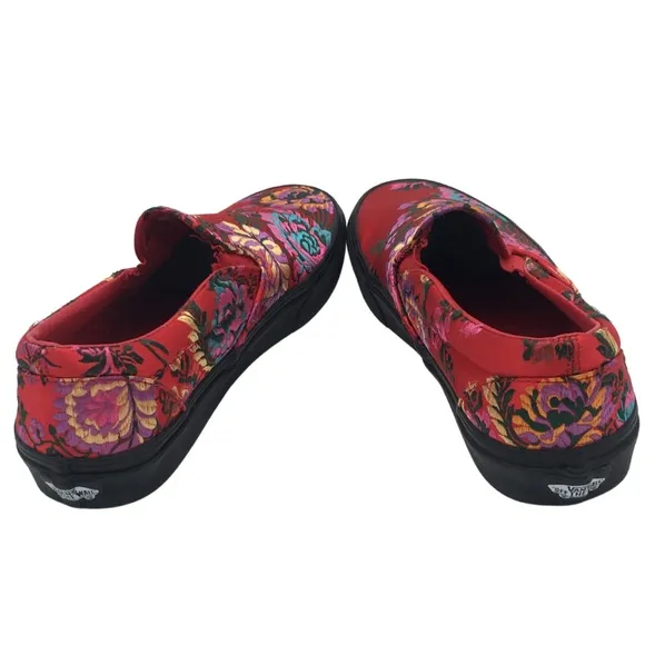 VANS Red Festival Satin Classic Slip On Low Top Waffle Sneaker size 10