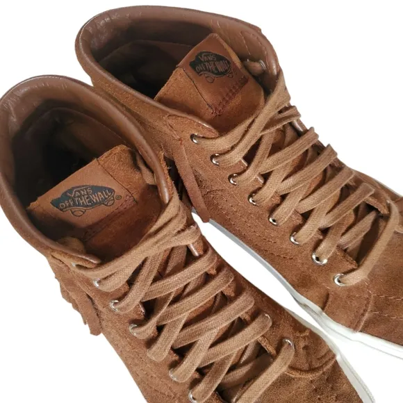 VANS SK-8 HI MOC Brown Suede Moccasin Style‎ Hightop Fringed Lace up Sneakers 8