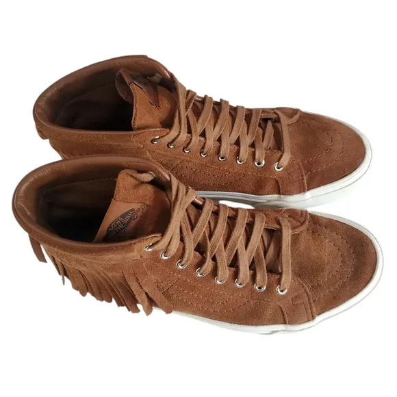 VANS SK-8 HI MOC Brown Suede Moccasin Style‎ Hightop Fringed Lace up Sneakers 8