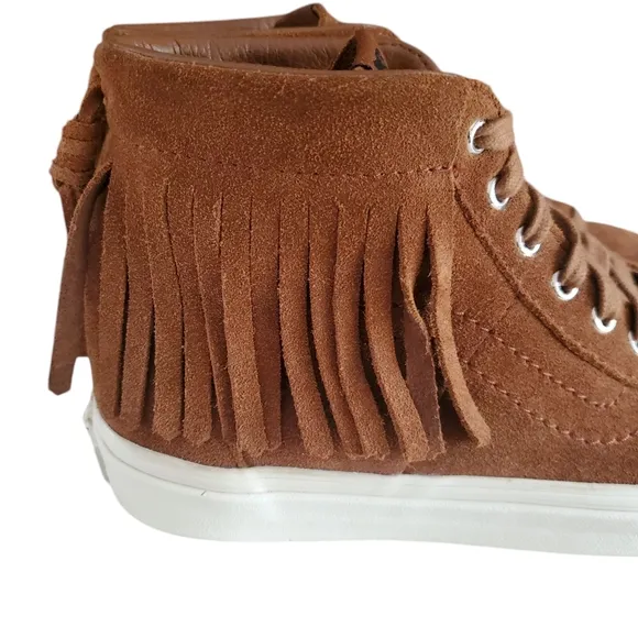 VANS SK-8 HI MOC Brown Suede Moccasin Style‎ Hightop Fringed Lace up Sneakers 8