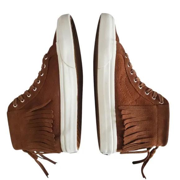 VANS SK-8 HI MOC Brown Suede Moccasin Style‎ Hightop Fringed Lace up Sneakers 8