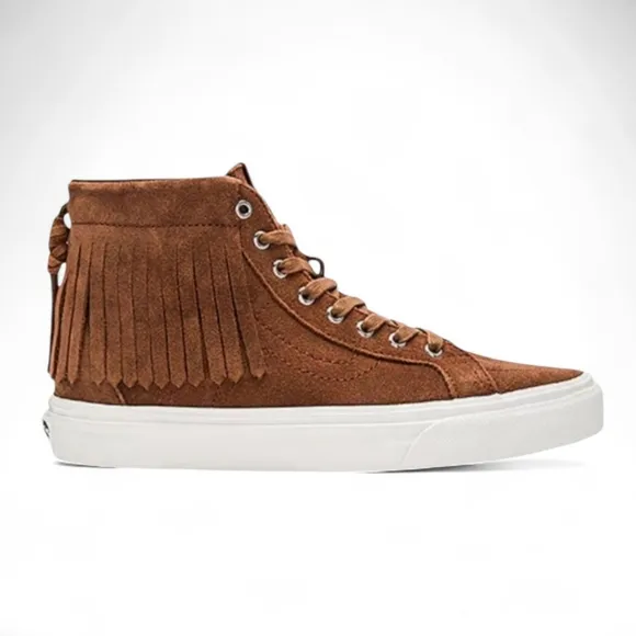 VANS SK-8 HI MOC Brown Suede Moccasin Style‎ Hightop Fringed Lace up Sneakers 8