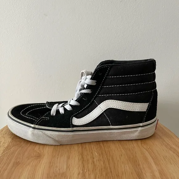 VANS Sk8-Hi Black &amp; White Unisex Skater High Top Classic Shoes Sneakers