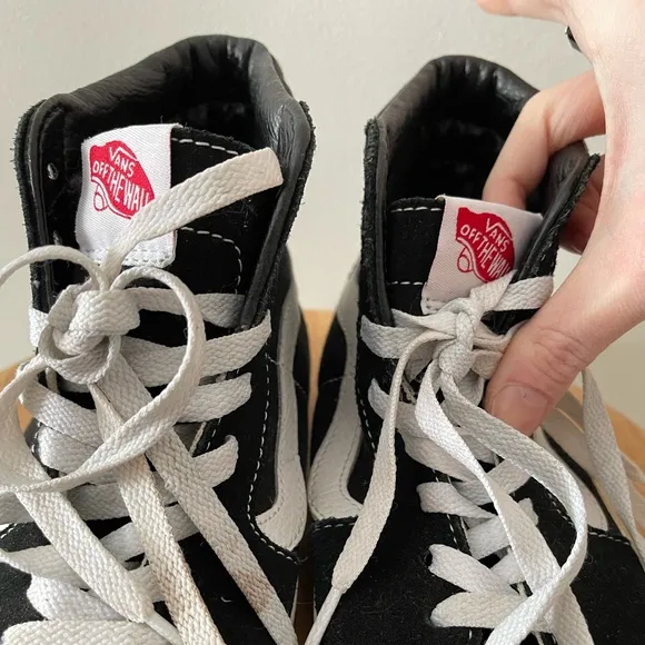 VANS Sk8-Hi Black &amp; White Unisex Skater High Top Classic Shoes Sneakers