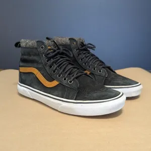 VANS SK8-HI MTE Black Tweed Sneakers Suede Leather Mens 8.5 Skater Skate Grugne