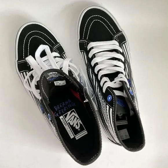 VANS Sk8-Hi  Sneakers Men Size 10 Black White Decon Breana Geering Skeletal Hand