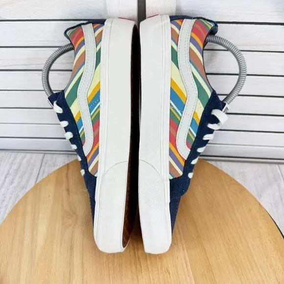 Vans SK8 Low Reissue Retro Stripes Lace Up Sneakers Blue Multi 8 Men 9.5 Women