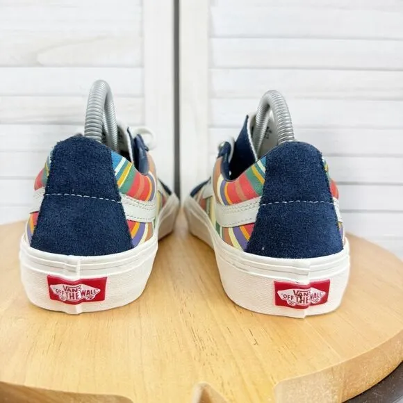 Vans SK8 Low Reissue Retro Stripes Lace Up Sneakers Blue Multi 8 Men 9.5 Women