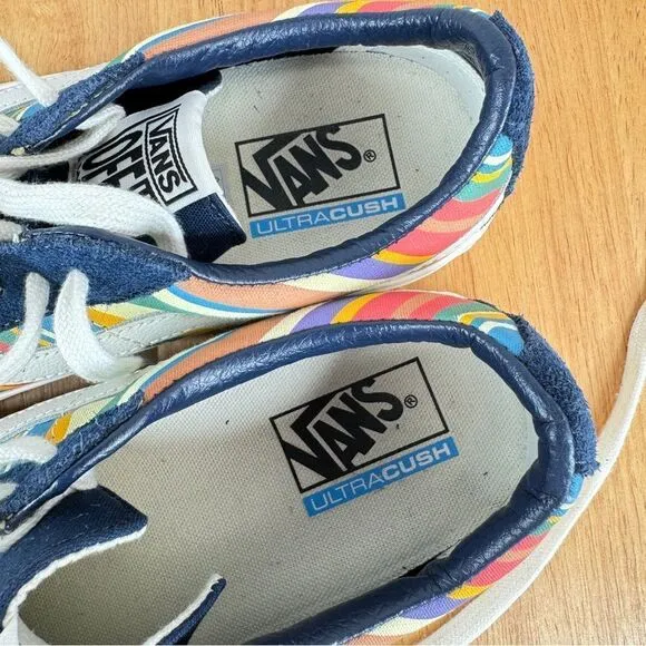 Vans SK8 Low Reissue Retro Stripes Lace Up Sneakers Blue Multi 8 Men 9.5 Women