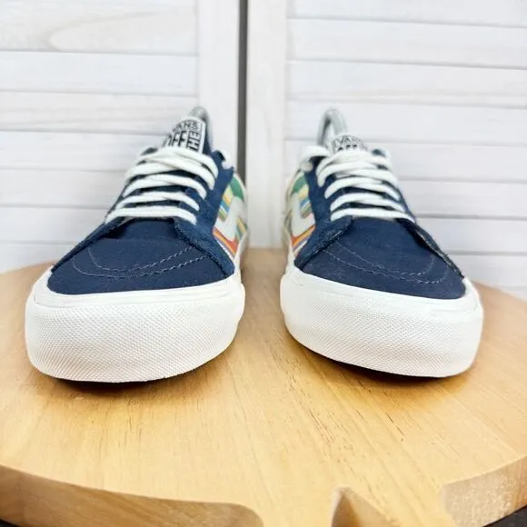 Vans SK8 Low Reissue Retro Stripes Lace Up Sneakers Blue Multi 8 Men 9.5 Women