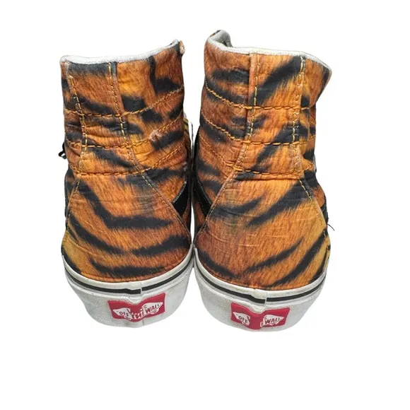 Vans Tiger Print High-Top Sneakers unisex skater casual animal print 8.5 10