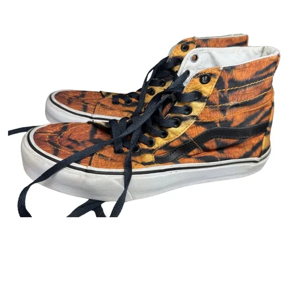 Vans Tiger Print High-Top Sneakers unisex skater casual animal print 8.5 10