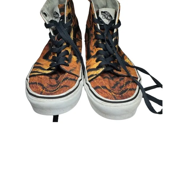 Vans Tiger Print High-Top Sneakers unisex skater casual animal print 8.5 10