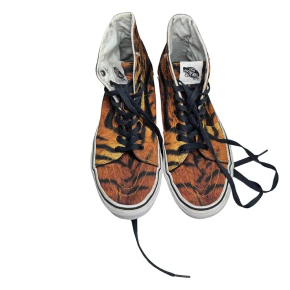 Vans Tiger Print High-Top Sneakers unisex skater casual animal print 8.5 10