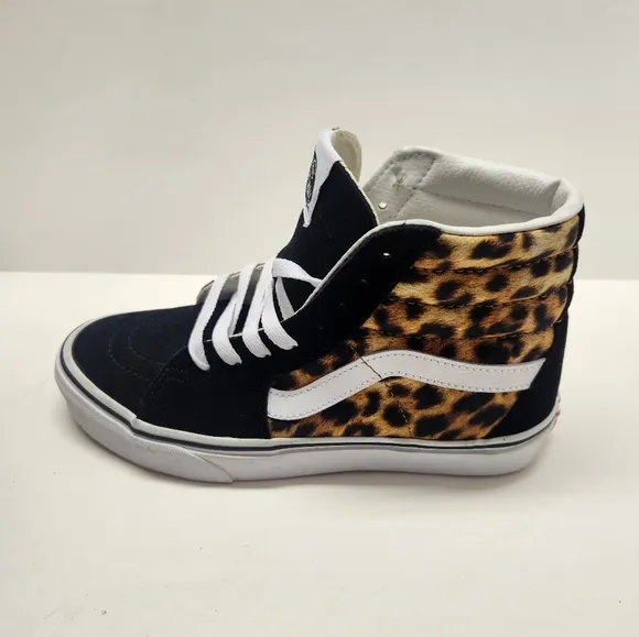 Vans Women's Black Leopard High-Top Sneakers Size 7