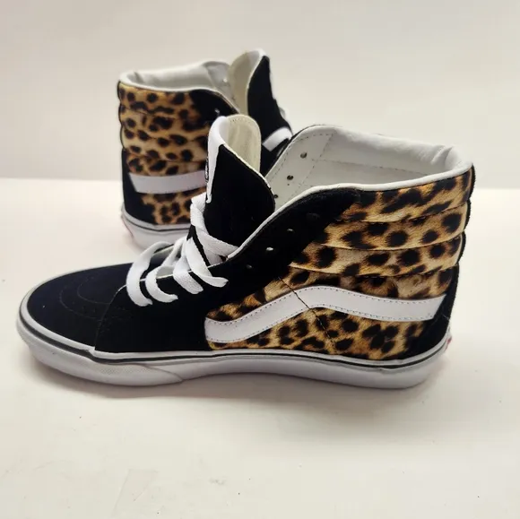 Vans Women's Black Leopard High-Top Sneakers Size 7